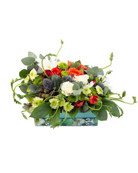 flowers in a box with oasis